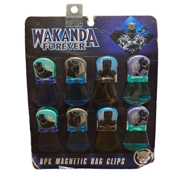 Marvel's Black Panther Wakanda Forever 8 Pack Magnetic Bag Clips NEW - Picture 1 of 2